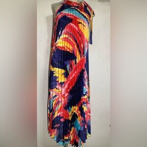 Ashley Stewart womens  waterColor Pleated maxi dress size 14/16